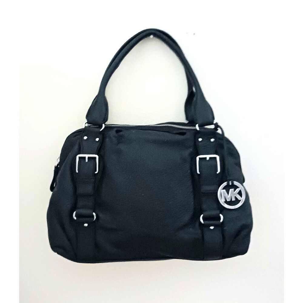 NWT Michael Kors Lattington Blk Pebbled Leather Lg Satchel Silver Hardware